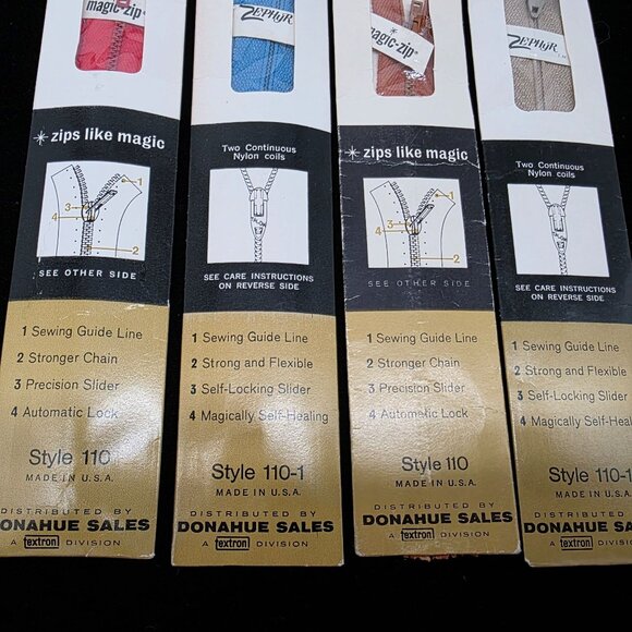 Neckline Talon Metal Nylon Coil Zippers Assorted Colors & Sizes NIB 1960s - Picture 3 of 4